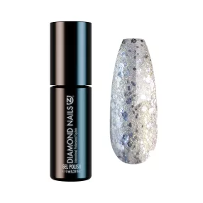   Gél Lakk - Arany csillám ezüst hexagonokkal - DN110 - 7ml - Hema mentes