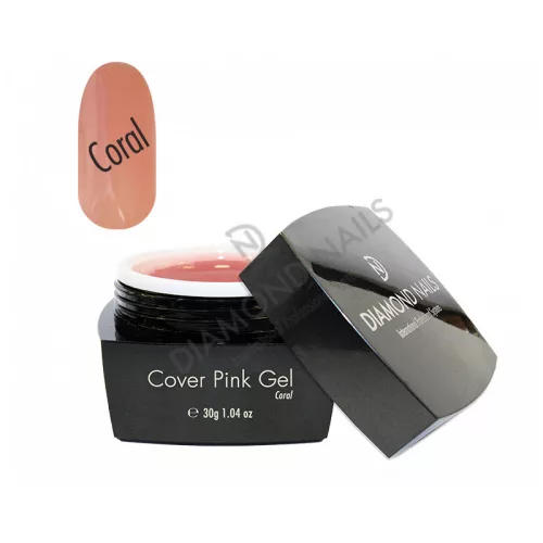 Diamond Nails Cover Pink Coral Gel 30g – korall színű körömágy hosszabbító építő zselé - HEMA-mentes