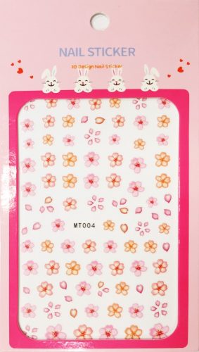 Körömdíszítő matrica - Rózsaszín és Narancssárga Virágok - MT004