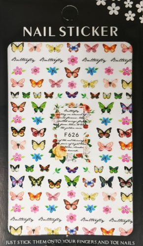 Körömdíszítő matrica - Pillangós - F626