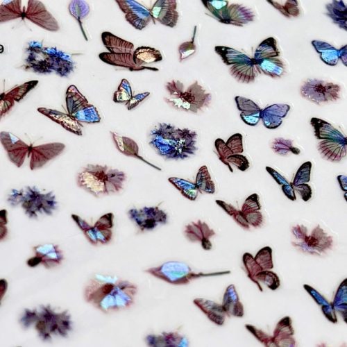 Körömdíszítő matrica - DP159 - hologramos pillangós