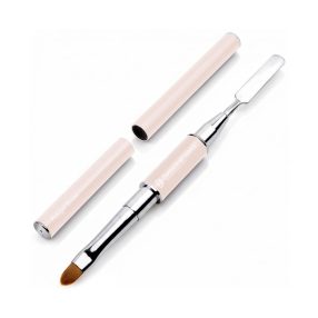 Professzionális PolyGel / Akril Gél ecset (kétvégű, rózsaszín) Hosszú élettartamú, fém házzal rendelkező