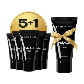 Polygél 6-os csomag – 5+1 ajándék szett körömépítéshez – Diamond Nails