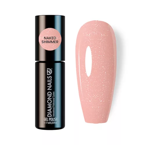 Rubber Base Gel - Naked Shimmer, csillogó barack nude árnyalat, 7ml, Hema mentes