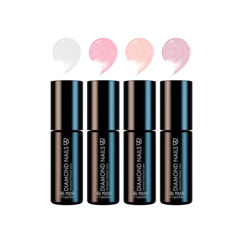 Rubber Base Shimmer Collection – 4 csillámos rugalmas alapzselé természetes árnyalatokban - Diamond Nails