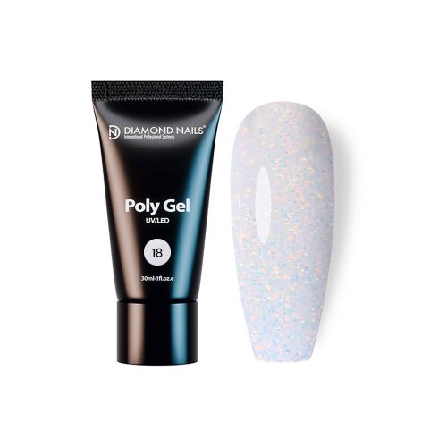 Polygel 18 White Unicorn – auróra csillámos milky white polygel – Diamond Nails