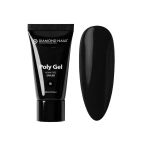 PolyGel 19 Black fekete HEMA-mentes hibrid akril gél 30ml