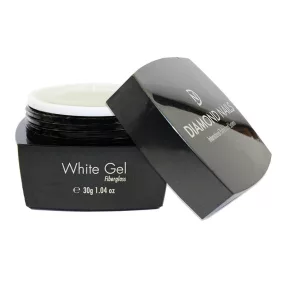 Diamond Nails Üvegszálas White Gel 30g – fehér építő zselé francia manikűrhöz, üvegszállal erősített, tartós és rugalmas körömzselé