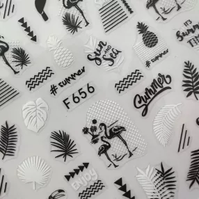 Körömdíszítő matrica - F656 - summer, flamingo