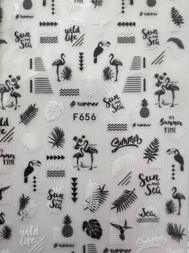 Körömdíszítő matrica - F656 - summer, flamingo